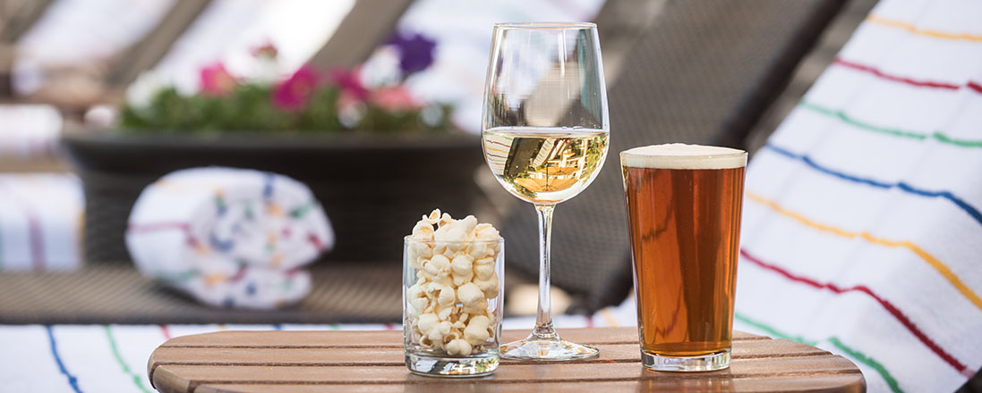 poolside snacks and drink