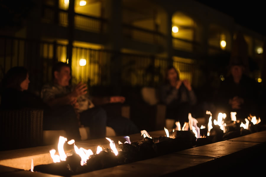 Palm Mountain fire pit at night